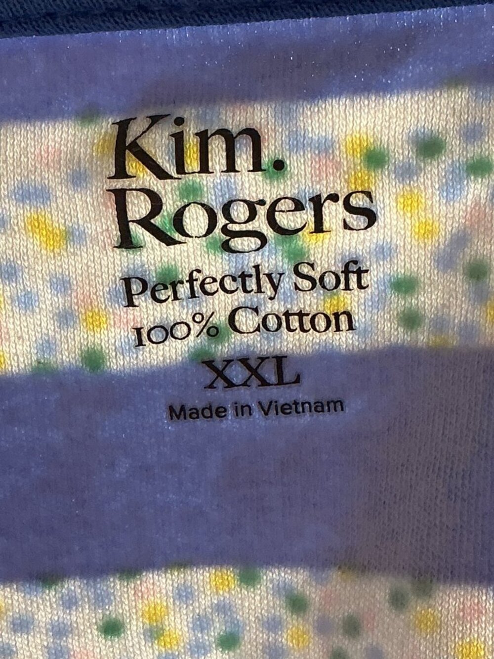 Kim Rogers Perfectly Soft XXL Blue Striped Cotton Tee Coastal Cottagecore - Picture 10 of 10